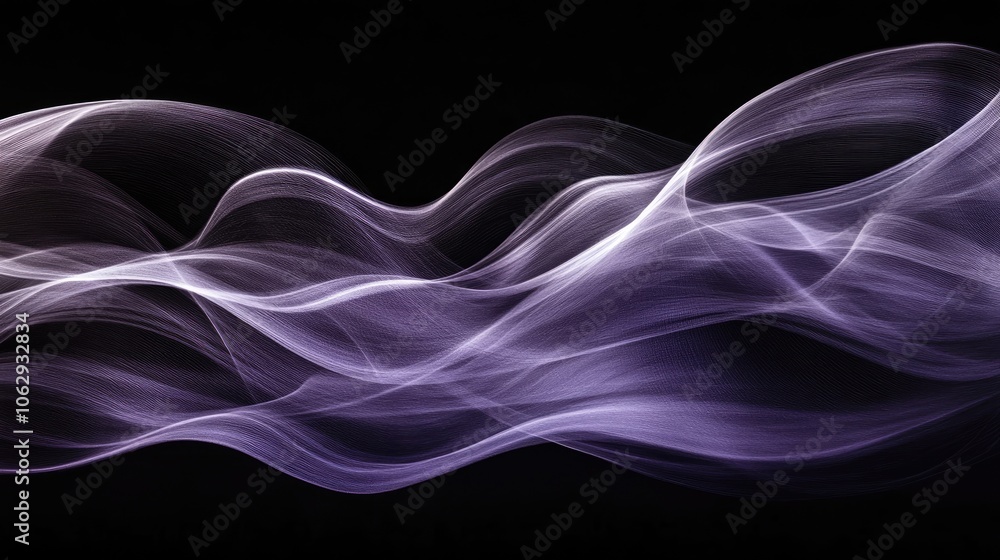 Poster an abstract composition with a harmonious blend of purple and black waves creates a fluid and dynami