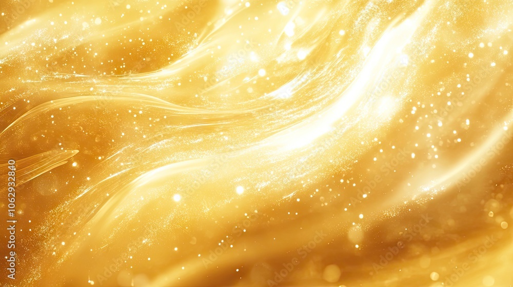 Poster golden illuminating background exudes graceful motion, creating a vibrant fantasy atmosphere. ideal 