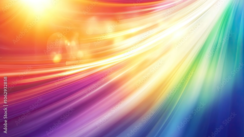 Poster abstract rainbow lines create a vibrant background, enhanced by blurred light effects. this photo st