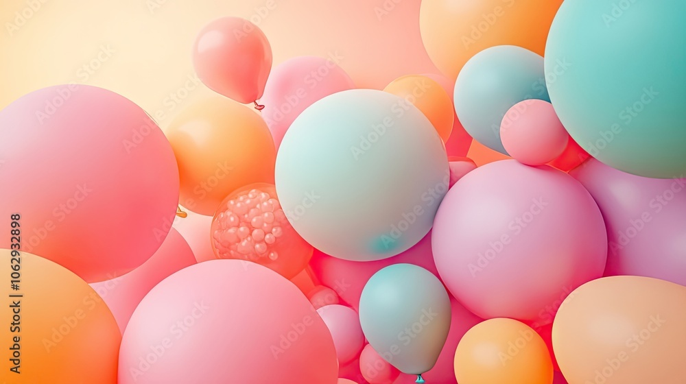 Aufkleber vibrant and colorful balloons create a playful scene with a bulging effect, emphasizing an overfille
