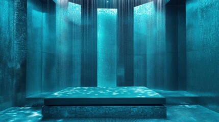 Tranquil spa interior with soothing water features and a serene atmosphere.