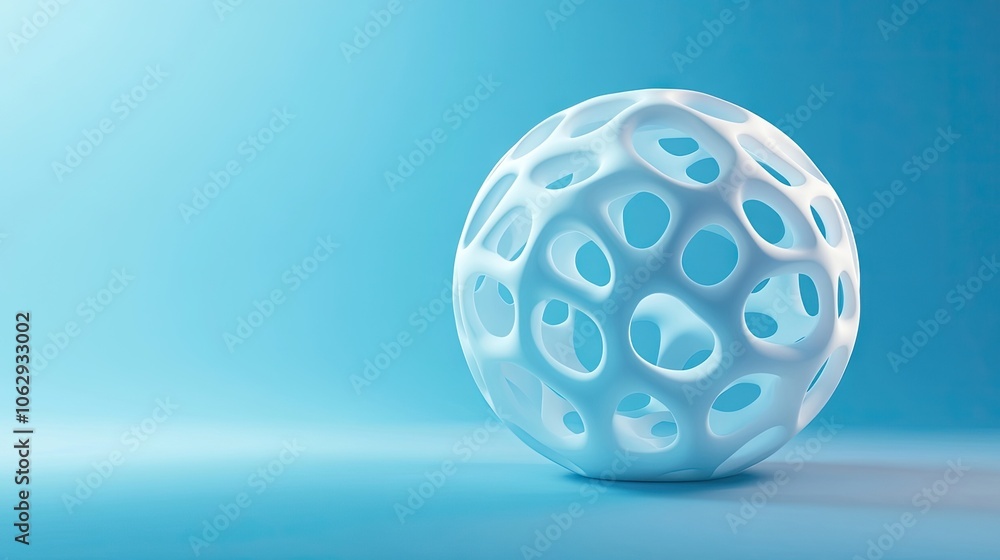 Poster 3d spherical glowing object set against a blue background, creating an intriguing visual effect. the