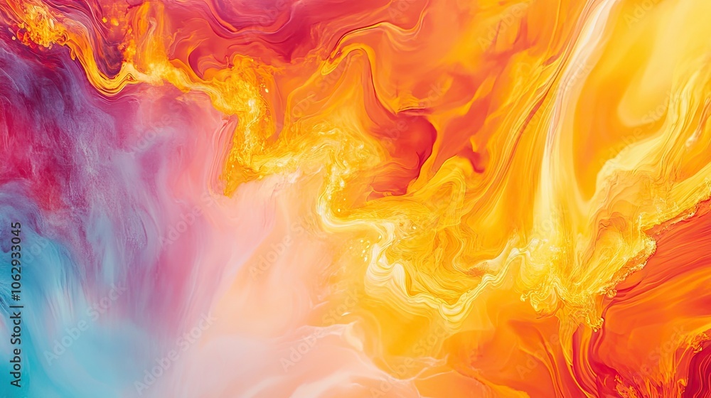 Poster abstract illustration of a vibrant colored fire phenomenon with dynamic patterns and textures, offer