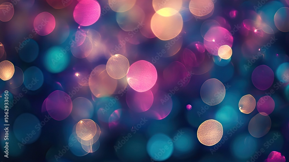 Poster colorful fireworks create a stunning bokeh background with defocused lights, perfect for capturing t