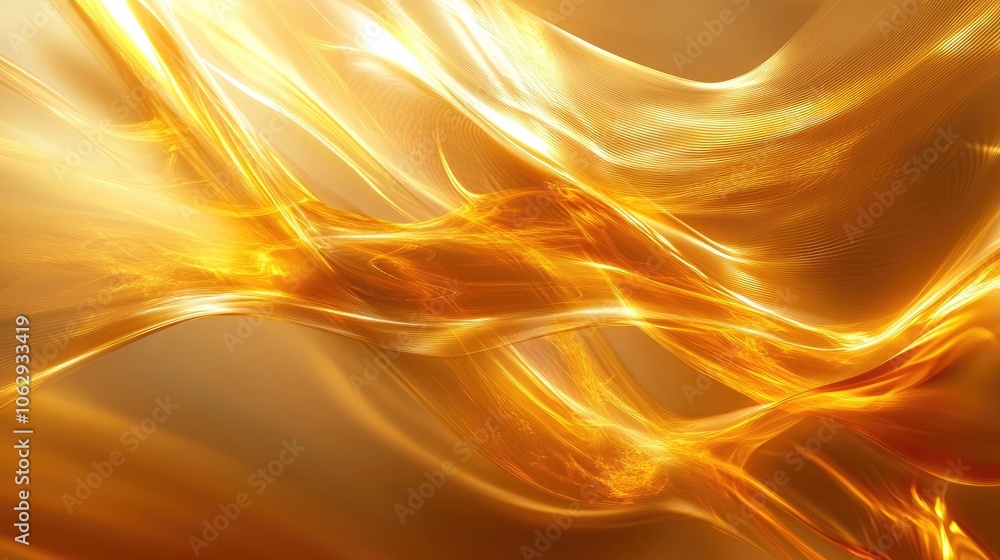 Poster golden illuminating background exudes graceful motion, creating a vibrant fantasy atmosphere. ideal 