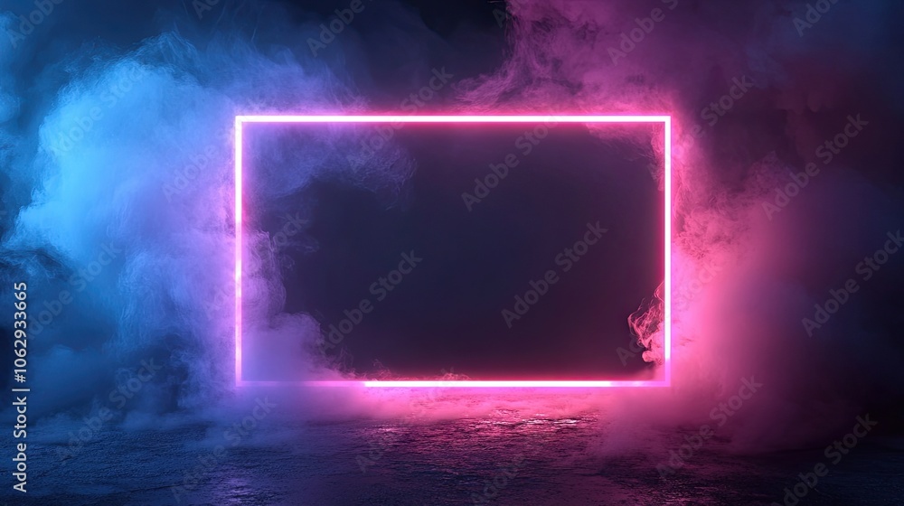 Poster smoky dark rectangle illuminated by dramatic smoke, creating a captivating atmosphere. this smoky da