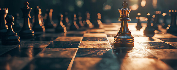  Chessboard Close-Up with Golden king in Focus
