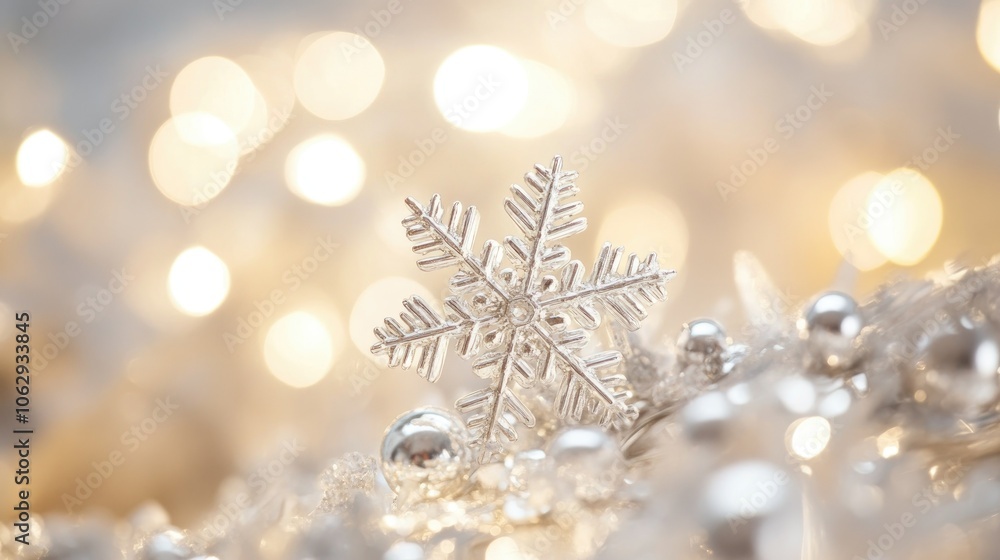 Poster sparkling snowflake on soft background
