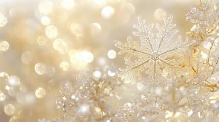 Snowflake on Sparkling Winter Background