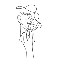 Glamour Woman Continuous One Line Vector Drawing. Female Face Creative Contemporary Abstract Drawing. Beauty Fashion Female Body, Elegant Vector Minimalist Art for Fashion Design, Wall Art, Prints