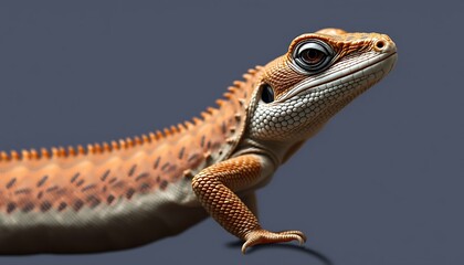 Close-up of a brown lizard with patterned skin,