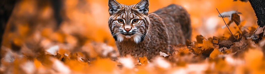 Naklejka premium Bobcat in nature autumn