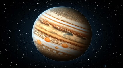 Jupiter Planet In Space With Stars Background   Astronomy  Solar System  Space Exploration