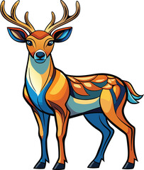 Deer color icon vector illustration on white background.	
