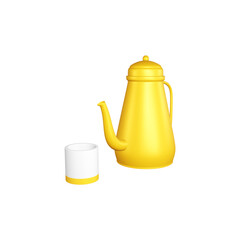 golden teapot, a bowl of dates and drinking water to break the fast in the month of Ramadan