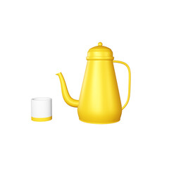 golden teapot, a bowl of dates and drinking water to break the fast in the month of Ramadan