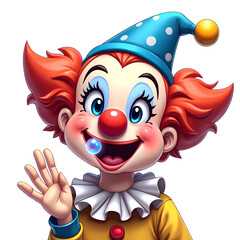 Discover the whimsical charm of a cheerful clown spreading joy and laughter, digital art of character design concept.
