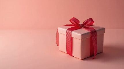 Obraz premium Elegant Wrapped Gift Box with Colorful Ribbon on Vibrant and Minimalist Background for Celebrations and Occasions