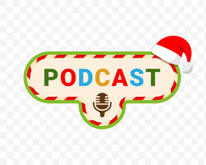 Christmas vector podcast radio logo icon