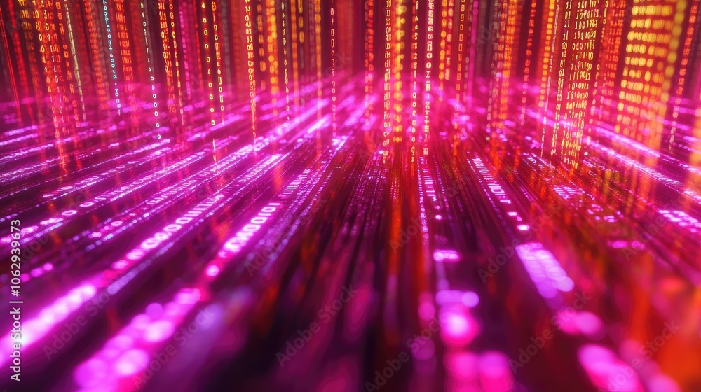 Poster vibrant digital data flow in abstract style