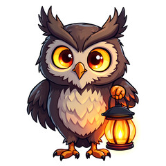 Fototapeta premium In the heart of the forest, the wise owl illuminates the path for wandering souls, digital illustration of fantasy character design concept.