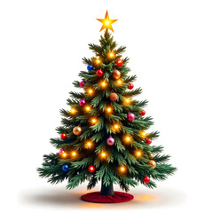 Obraz premium Celebrate the joy of the season with a brightly lit christmas tree filled with cheer, digital illustration of seasonal decor concept.