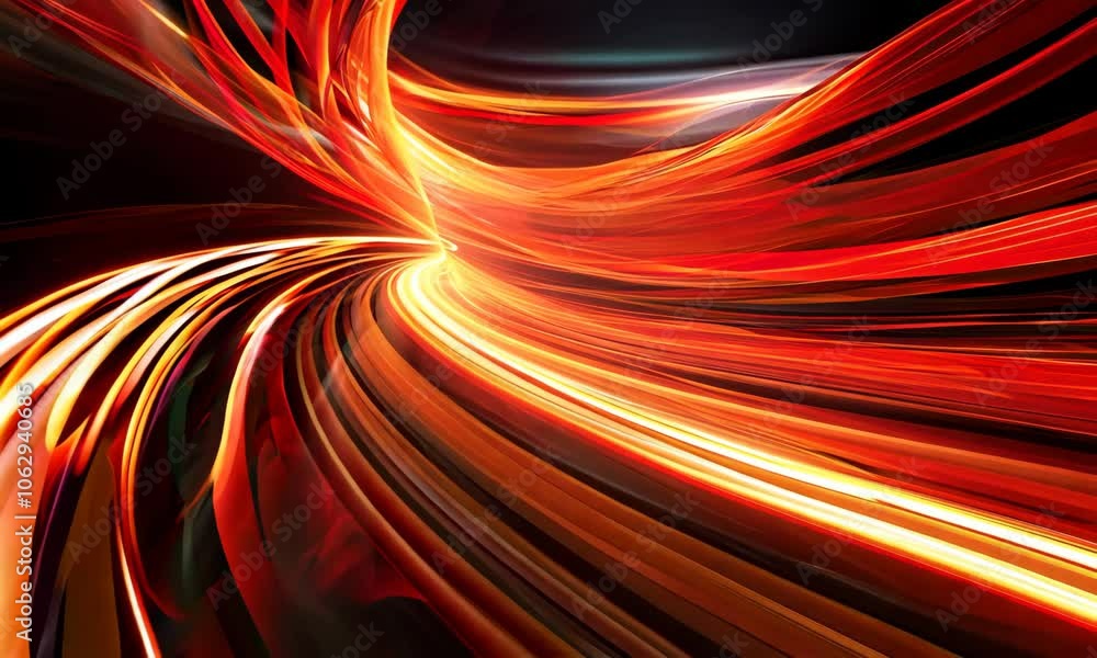 Poster vibrant abstract curves with dynamic lighting and colors in motion
