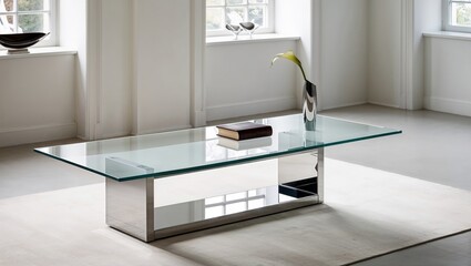 High-End Glass Table with Minimalist Decor