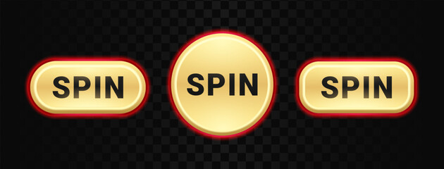 Spin button icon or gaming symbol set for start game online casino