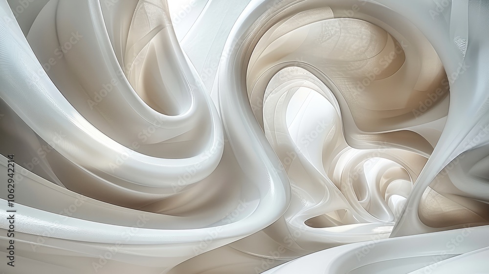 Leinwandbilder smooth, flowing white lines and curves on a light background, creating a sense of movement and elega