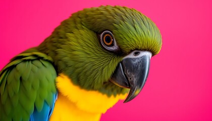 Fototapeta premium Green and Yellow Parrot Close-Up,