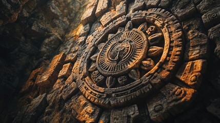 Naklejka premium Ancient Stone Carving with Intricate Designs