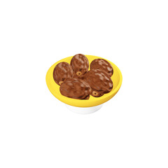 golden teapot, bowl of dates and drinking water to break the fast in the month of Ramadan