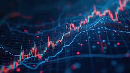 Stockmarket online trading chart on crypto platform. Stock exchange financial market price candles graph data analysis concept.
