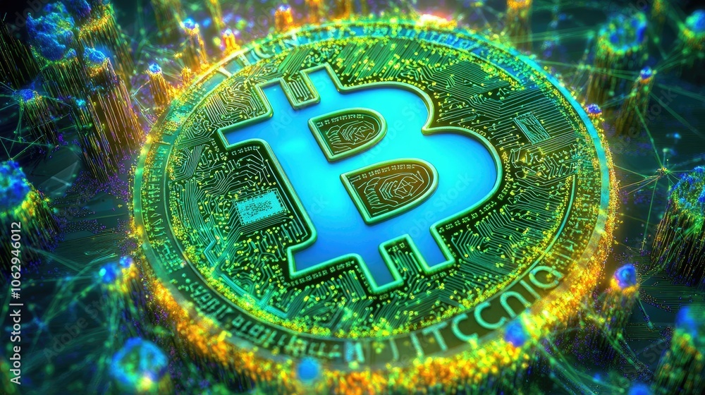 Poster digital currency concept and blockchain technology