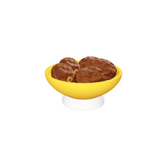 golden teapot, a bowl of dates and drinking water to break the fast in the month of Ramadan