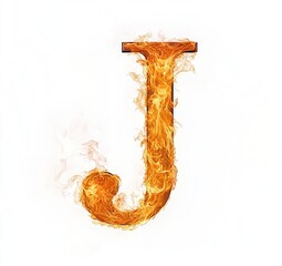 Obraz premium Burning fire font letter J made of fire. 3d