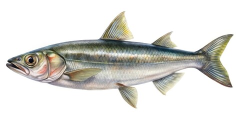 Obraz premium Detailed Watercolor Illustration of a Smelt Fish on a White Background