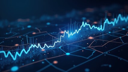 Stockmarket online trading chart on crypto platform. Stock exchange financial market price candles graph data analysis concept.