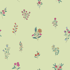 Whimsical Floral on Light Green