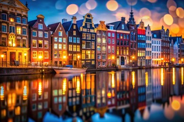 Obraz premium Architecturally stunning backdrop, illuminated by a mesmerizing tapestry of bokeh lights.