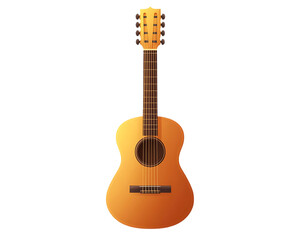 Fototapeta premium Acoustic guitar front view, isolated on transparent background