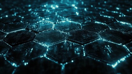 Obraz premium Glowing hexagonal pattern in blue.