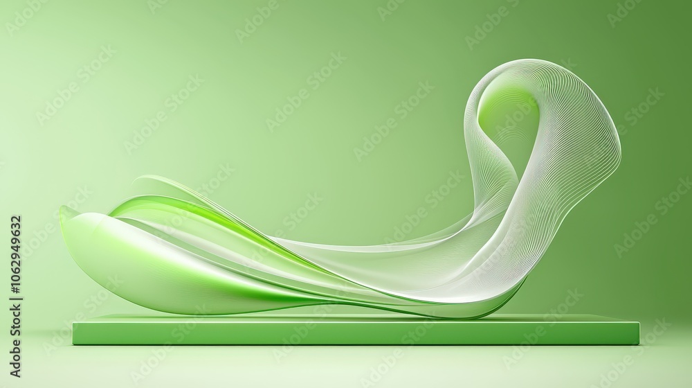 Poster smooth green background with delicate abstract designs and generous space for adding logos or text o