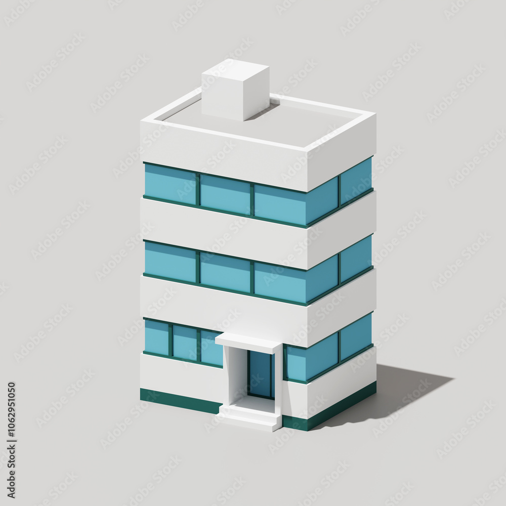 Aufkleber 3d isometric rendering of office building isolated on background