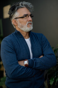 Handsome middle-aged man with beard portrait