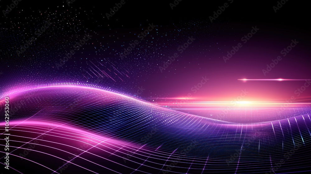 Poster minimalistic purple grid background with geometric lines and soft shadows, adding depth for a tech-i