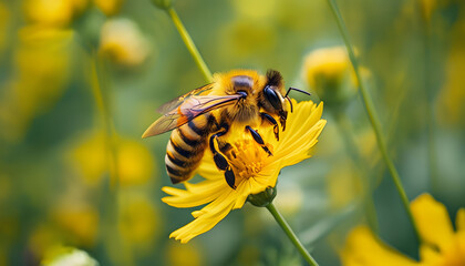 bee on flower, generative ai	