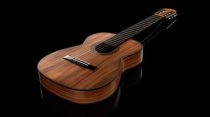 Fototapeta premium Acoustic guitar on black background.