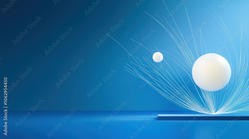 Poster cool blue background with a web of fine lines, adding a structured, tech-inspired feel to the compos